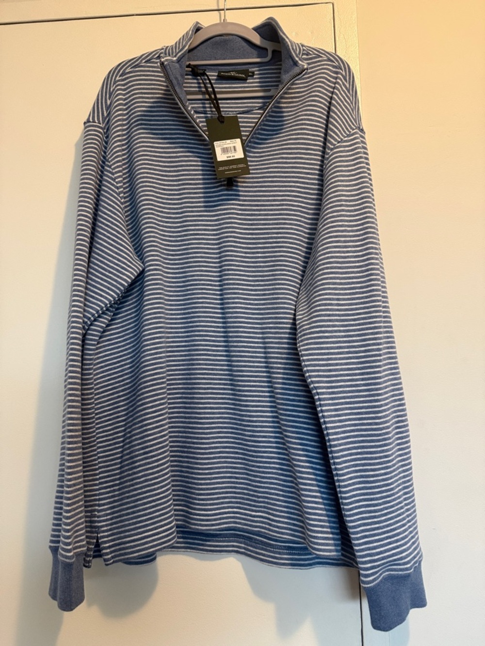 Rodd & Gunn Light Blue and White Striped Half-Zip Pullover